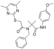 2-(BENZYL{2-[(4,6-DIMETHYL-2-PYRIMIDINYL)SULFANYL]ACETYL}AMINO)-N-(4-METHOXYPHENYL)-2-METHYLPROPANAMIDE Struktur