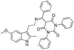 (E)-5-((2-(5-METHOXY-2-METHYL-1H-INDOL-3-YL)ETHYLIMINO)(PHENYL)METHYL)-1,3-DIPHENYLPYRIMIDINE-2,4,6(1H,3H,5H)-TRIONE Struktur