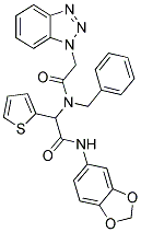 2-(2-(1H-BENZO[D][1,2,3]TRIAZOL-1-YL)-N-BENZYLACETAMIDO)-N-(BENZO[D][1,3]DIOXOL-5-YL)-2-(THIOPHEN-2-YL)ACETAMIDE Struktur