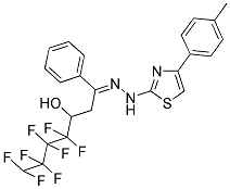 (E)-4,4,5,5,6,6,7,7-OCTAFLUORO-1-PHENYL-1-(2-(4-P-TOLYLTHIAZOL-2-YL)HYDRAZONO)HEPTAN-3-OL Struktur