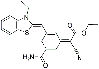 ETHYL (2Z)-(5-(AMINOCARBONYL)-3-[(Z)-(3-ETHYL-1,3-BENZOTHIAZOL-2(3H)-YLIDENE)METHYL]CYCLOHEX-2-EN-1-YLIDENE)(CYANO)ACETATE Struktur