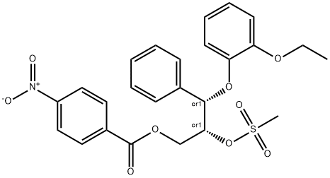 (2RS,3RS)-3-(2-ETHOXYPHENOXY)-2-METHANESULFONYLOXY-1-(4-NITROBENZOYLOXY)-3-PHENYLPROPANE Struktur