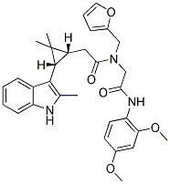 N-(2-(2,4-DIMETHOXYPHENYLAMINO)-2-OXOETHYL)-2-((1R,3S)-2,2-DIMETHYL-3-(2-METHYL-1H-INDOL-3-YL)CYCLOPROPYL)-N-(FURAN-2-YLMETHYL)ACETAMIDE Struktur