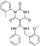 5-{(Z)-ANILINO[(2-METHOXYBENZYL)AMINO]METHYLIDENE}-1-(2-METHYLPHENYL)-2,4,6(1H,3H)-PYRIMIDINETRIONE Struktur