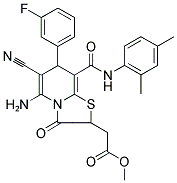 METHYL 2-(5-AMINO-6-CYANO-8-(2,4-DIMETHYLPHENYLCARBAMOYL)-7-(3-FLUOROPHENYL)-3-OXO-3,7-DIHYDRO-2H-THIAZOLO[3,2-A]PYRIDIN-2-YL)ACETATE Struktur