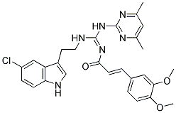 (2E,NE)-N-((2-(5-CHLORO-1H-INDOL-3-YL)ETHYLAMINO)(4,6-DIMETHYLPYRIMIDIN-2-YLAMINO)METHYLENE)-3-(3,4-DIMETHOXYPHENYL)ACRYLAMIDE Struktur