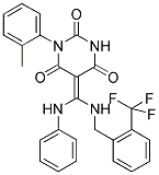 5-((Z)-ANILINO{[2-(TRIFLUOROMETHYL)BENZYL]AMINO}METHYLIDENE)-1-(2-METHYLPHENYL)-2,4,6(1H,3H)-PYRIMIDINETRIONE Struktur