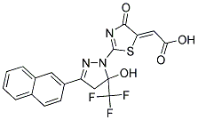 (2Z)-[2-[5-HYDROXY-3-(2-NAPHTHYL)-5-(TRIFLUOROMETHYL)-4,5-DIHYDRO-1H-PYRAZOL-1-YL]-4-OXO-1,3-THIAZOL-5(4H)-YLIDENE]ACETIC ACID Struktur