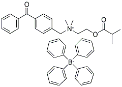 N-(4-[BENZOYL]BENZYL)-N,N-DIMETHYL-N-(2-[ISOBUTYROYL]ETHYL) AMMONIUM TETRAPHENYLBORATE Struktur