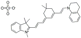 2-[(E)-3-(3-((E)-2-[3,4-DIHYDRO-1(2H)-QUINOLINYL]ETHENYL)-5,5-DIMETHYL-2-CYCLOHEXEN-1-YLIDENE)-1-PROPENYL]-1,3,3-TRIMETHYL-3H-INDOLIUM PERCHLORATE Struktur