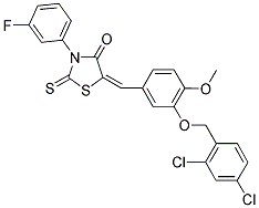 (5E)-5-{3-[(2,4-DICHLOROBENZYL)OXY]-4-METHOXYBENZYLIDENE}-3-(3-FLUOROPHENYL)-2-THIOXO-1,3-THIAZOLIDIN-4-ONE Struktur