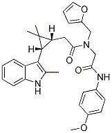 2-[(1R,3S)-2,2-DIMETHYL-3-(2-METHYL-1H-INDOL-3-YL)CYCLOPROPYL]-N-(2-FURYLMETHYL)-N-[2-(4-METHOXYANILINO)-2-OXOETHYL]ACETAMIDE Struktur