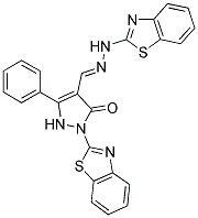 2-(1,3-BENZOTHIAZOL-2-YL)-3-OXO-5-PHENYL-2,3-DIHYDRO-1H-PYRAZOLE-4-CARBALDEHYDE 1,3-BENZOTHIAZOL-2-YLHYDRAZONE Struktur