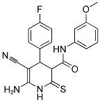 6-AMINO-5-CYANO-4-(4-FLUOROPHENYL)-N-(3-METHOXYPHENYL)-2-THIOXO-1,2,3,4-TETRAHYDROPYRIDINE-3-CARBOXAMIDE Struktur