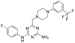 N2-(4-FLUOROPHENYL)-6-((4-(3-(TRIFLUOROMETHYL)PHENYL)PIPERAZIN-1-YL)METHYL)-1,3,5-TRIAZINE-2,4-DIAMINE Struktur