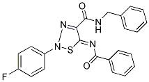 (5Z)-5-(BENZOYLIMINO)-N-BENZYL-2-(4-FLUOROPHENYL)-2,5-DIHYDRO-1,2,3-THIADIAZOLE-4-CARBOXAMIDE Struktur