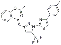 2-{(E)-2-[1-[4-(4-METHYLPHENYL)-1,3-THIAZOL-2-YL]-5-(TRIFLUOROMETHYL)-1H-PYRAZOL-3-YL]ETHENYL}PHENYL ACETATE Struktur