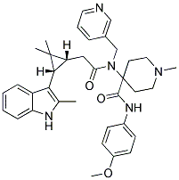 4-(2-((1R,3S)-2,2-DIMETHYL-3-(2-METHYL-1H-INDOL-3-YL)CYCLOPROPYL)-N-(PYRIDIN-3-YLMETHYL)ACETAMIDO)-N-(4-METHOXYPHENYL)-1-METHYLPIPERIDINE-4-CARBOXAMIDE Struktur