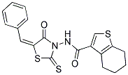 N-[(5E)-5-BENZYLIDENE-4-OXO-2-THIOXO-1,3-THIAZOLIDIN-3-YL]-4,5,6,7-TETRAHYDRO-1-BENZOTHIOPHENE-3-CARBOXAMIDE Struktur