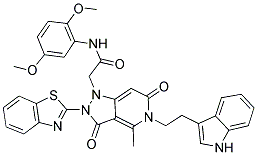 2-(5-(2-(1H-INDOL-3-YL)ETHYL)-2-(BENZO[D]THIAZOL-2-YL)-4-METHYL-3,6-DIOXO-2,3,5,6-TETRAHYDROPYRAZOLO[4,3-C]PYRIDIN-1-YL)-N-(2,5-DIMETHOXYPHENYL)ACETAMIDE Struktur