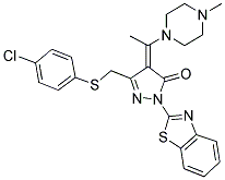 (Z)-1-(BENZO[D]THIAZOL-2-YL)-3-((4-CHLOROPHENYLTHIO)METHYL)-4-(1-(4-METHYLPIPERAZIN-1-YL)ETHYLIDENE)-1H-PYRAZOL-5(4H)-ONE Struktur