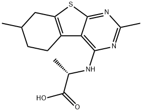 2-(2,7-DIMETHYL-5,6,7,8-TETRAHYDRO-BENZO[4,5]-THIENO[2,3-D]PYRIMIDIN-4-YLAMINO)-PROPIONIC ACID Struktur