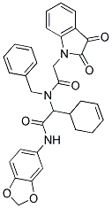 N-(BENZO[D][1,3]DIOXOL-5-YL)-2-(N-BENZYL-2-(2,3-DIOXOINDOLIN-1-YL)ACETAMIDO)-2-(CYCLOHEX-3-ENYL)ACETAMIDE Struktur