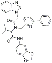 2-(2-(1H-BENZO[D][1,2,3]TRIAZOL-1-YL)-N-((4-PHENYLTHIAZOL-2-YL)METHYL)ACETAMIDO)-N-(BENZO[D][1,3]DIOXOL-5-YL)-3-METHYLBUTANAMIDE Struktur