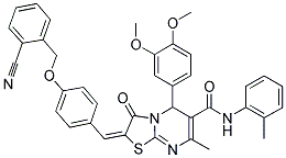 (E)-2-(4-(2-CYANOBENZYLOXY)BENZYLIDENE)-5-(3,4-DIMETHOXYPHENYL)-7-METHYL-3-OXO-N-O-TOLYL-3,5-DIHYDRO-2H-THIAZOLO[3,2-A]PYRIMIDINE-6-CARBOXAMIDE Struktur