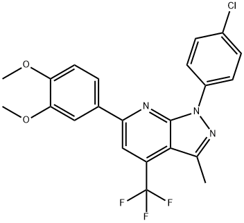 1-(4-CHLOROPHENYL)-6-(3,4-DIMETHOXYPHENYL)-3-METHYL-4-(TRIFLUOROMETHYL)-1H-PYRAZOLO[3,4-B]PYRIDINE Struktur