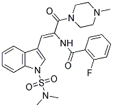 (Z)-N-(1-(1-(N,N-DIMETHYLSULFAMOYL)-1H-INDOL-3-YL)-3-(4-METHYLPIPERAZIN-1-YL)-3-OXOPROP-1-EN-2-YL)-2-FLUOROBENZAMIDE Struktur