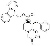 (3S)-4-FMOC-1-CARBOXYMETHYL-3-BENZYL-PIPERAZIN-2-ONE Struktur