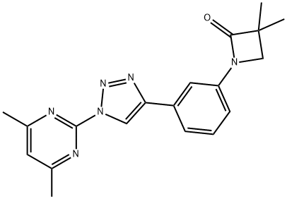 1-(3-[1-(4,6-DIMETHYL-2-PYRIMIDINYL)-1H-1,2,3-TRIAZOL-4-YL]PHENYL)-3,3-DIMETHYL-2-AZETANONE Struktur