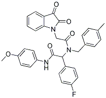 2-(2,3-DIOXOINDOLIN-1-YL)-N-(1-(4-FLUOROPHENYL)-2-(4-METHOXYPHENYLAMINO)-2-OXOETHYL)-N-(4-METHYLBENZYL)ACETAMIDE Struktur