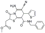 METHYL 2-[5-AMINO-8-[(BENZYLAMINO)CARBONYL]-6-CYANO-3-OXO-7-(2-THIENYL)-2,3-DIHYDRO-7H-[1,3]THIAZOLO[3,2-A]PYRIDIN-2-YL]ACETATE Struktur