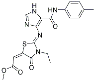 METHYL (2E)-{(2Z)-3-ETHYL-2-[(5-{[(4-METHYLPHENYL)AMINO]CARBONYL}-1H-IMIDAZOL-4-YL)IMINO]-4-OXO-1,3-THIAZOLIDIN-5-YLIDENE}ACETATE Struktur