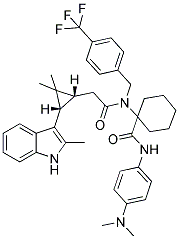 1-(2-((1R,3S)-2,2-DIMETHYL-3-(2-METHYL-1H-INDOL-3-YL)CYCLOPROPYL)-N-(4-(TRIFLUOROMETHYL)BENZYL)ACETAMIDO)-N-(4-(DIMETHYLAMINO)PHENYL)CYCLOHEXANECARBOXAMIDE Struktur