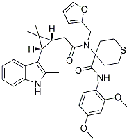 N-(2,4-DIMETHOXYPHENYL)-4-(2-((1R,3S)-2,2-DIMETHYL-3-(2-METHYL-1H-INDOL-3-YL)CYCLOPROPYL)-N-(FURAN-2-YLMETHYL)ACETAMIDO)-TETRAHYDRO-2H-THIOPYRAN-4-CARBOXAMIDE Struktur