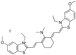 2-[(E)-2-(2-(DIMETHYLAMINO)-3-((E)-2-[3-ETHYL-5-METHOXY-1,3-BENZOTHIAZOL-2(3H)-YLIDENE]ETHYLIDENE)-1-CYCLOHEXEN-1-YL)ETHENYL]-3-ETHYL-5-METHOXY-1,3-BENZOTHIAZOL-3-IUM IODIDE Struktur