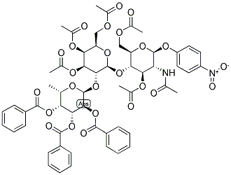 4-NITROPHENYL 2-ACETAMIDO-2-DEOXY-3,6-DI-O-ACETYL-4-O-[2'-O-(2'',3'',4''-TRI-O-BENZOYL-A-L-FUCOPYRANOSYL)-3',4',6'-TRI-O-ACETYL-BETA-D-GALACTOPYRANOSYL]-BETA-D-GLUCOPYRANOSIDE Struktur