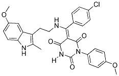 (E)-5-((4-CHLOROPHENYL)(2-(5-METHOXY-2-METHYL-1H-INDOL-3-YL)ETHYLAMINO)METHYLENE)-1-(4-METHOXYPHENYL)PYRIMIDINE-2,4,6(1H,3H,5H)-TRIONE Struktur