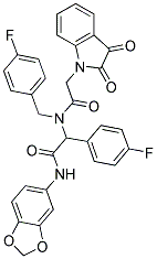 N-(BENZO[D][1,3]DIOXOL-5-YL)-2-(2-(2,3-DIOXOINDOLIN-1-YL)-N-(4-FLUOROBENZYL)ACETAMIDO)-2-(4-FLUOROPHENYL)ACETAMIDE Struktur