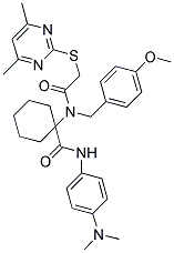 N-(4-(DIMETHYLAMINO)PHENYL)-1-(2-(4,6-DIMETHYLPYRIMIDIN-2-YLTHIO)-N-(4-METHOXYBENZYL)ACETAMIDO)CYCLOHEXANECARBOXAMIDE Struktur