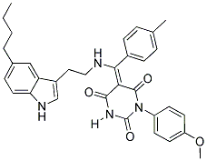 (E)-5-((2-(5-BUTYL-1H-INDOL-3-YL)ETHYLAMINO)(P-TOLYL)METHYLENE)-1-(4-METHOXYPHENYL)PYRIMIDINE-2,4,6(1H,3H,5H)-TRIONE Struktur