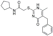 2-(5-BENZYL-6-METHYL-4-OXO-1,4-DIHYDRO-PYRIMIDIN-2-YLSULFANYL)-N-CYCLOPENTYL-ACETAMIDE Struktur