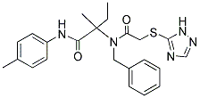 2-{BENZYL[2-(1H-1,2,4-TRIAZOL-5-YLSULFANYL)ACETYL]AMINO}-2-METHYL-N-(4-METHYLPHENYL)BUTANAMIDE Struktur