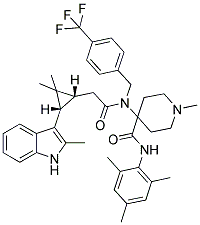 4-(2-((1R,3S)-2,2-DIMETHYL-3-(2-METHYL-1H-INDOL-3-YL)CYCLOPROPYL)-N-(4-(TRIFLUOROMETHYL)BENZYL)ACETAMIDO)-N-MESITYL-1-METHYLPIPERIDINE-4-CARBOXAMIDE Struktur