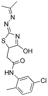 N-(5-CHLORO-2-METHYLPHENYL)-2-{(2E)-4-HYDROXY-2-[(1-METHYLETHYLIDENE)HYDRAZONO]-2,5-DIHYDRO-1,3-THIAZOL-5-YL}ACETAMIDE Struktur