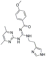 (E)-N-((2-(1H-IMIDAZOL-4-YL)ETHYLAMINO)(4,6-DIMETHYLPYRIMIDIN-2-YLAMINO)METHYLENE)-4-METHOXYBENZAMIDE Struktur