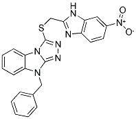 9-BENZYL-3-(6-NITRO-1H-BENZOIMIDAZOL-2-YLMETHYLSULFANYL)-9H-BENZO[4,5]IMIDAZO[2,1-C][1,2,4]TRIAZOLE Struktur